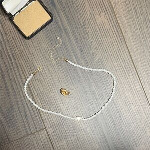Theta Phi Alpha Elegant White Pearl Necklace with Gold Accents
